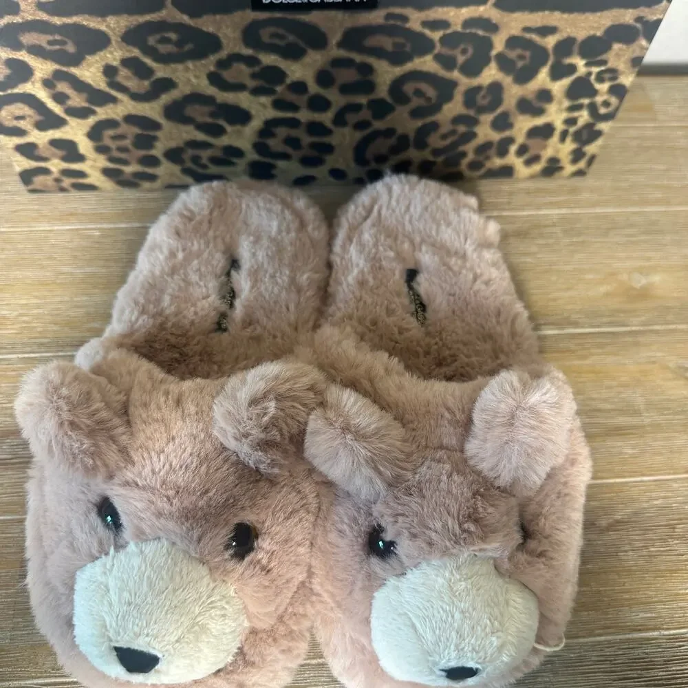 Dolce and Gabbana Pink Bear Slides, Slippers,  Christmas‎ Gift, EU 35 US 4.5-5